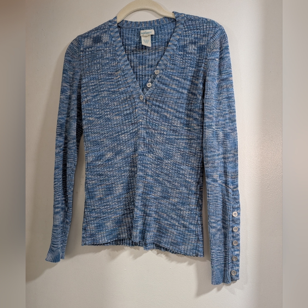 Blue Sundance Long Sleeve Top With Cute Button Detail